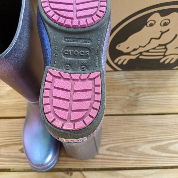 Crocs Metallic Purple Blue Rain Boots - Picture 7 of 7